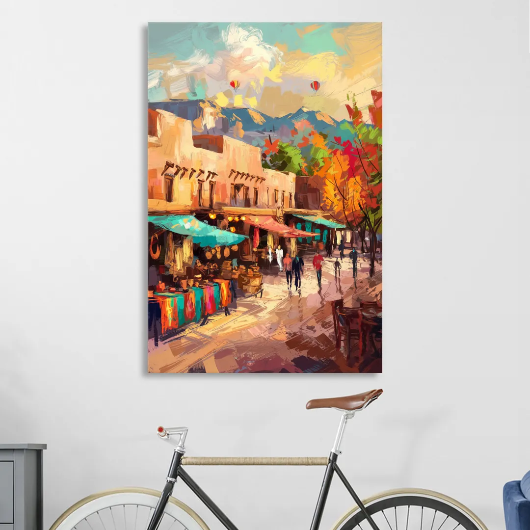 Santa Fe Historic Plaza Sitting Room - Canvas Wall Art