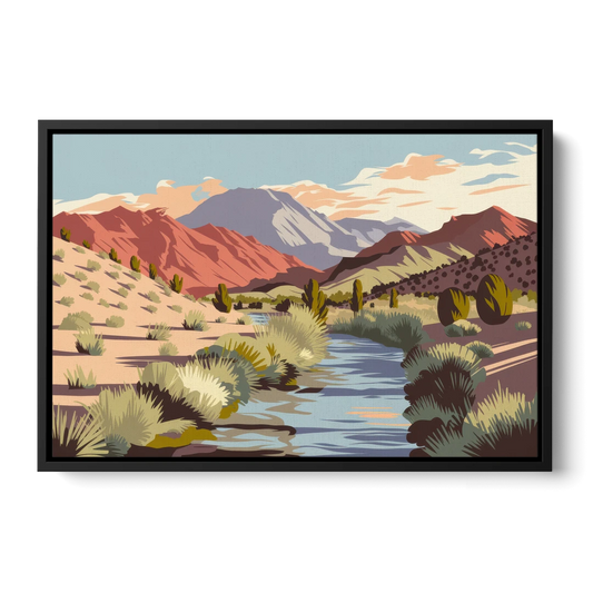 Santa Fe Mountain View - Black Framed Canvas Wall Art - Front