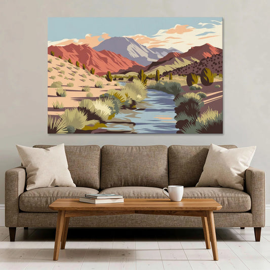 Santa Fe Mountain View - Canvas Wall Art - Sofa - 60x40