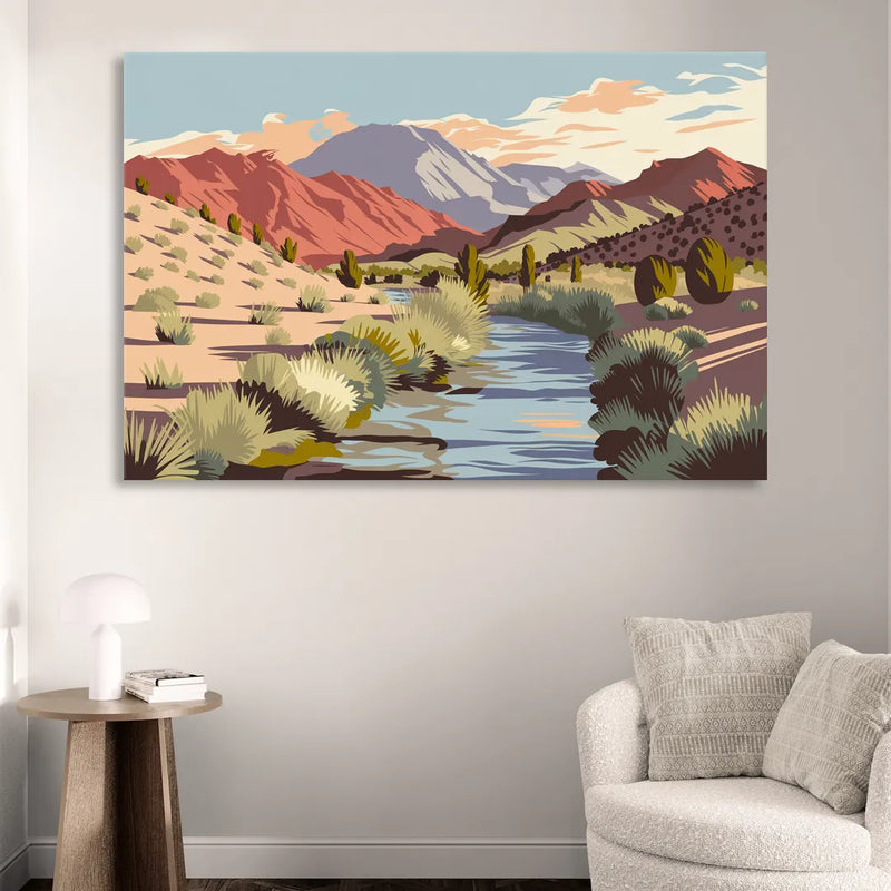 Santa Fe Mountain View Living Room - Canvas Wall Art