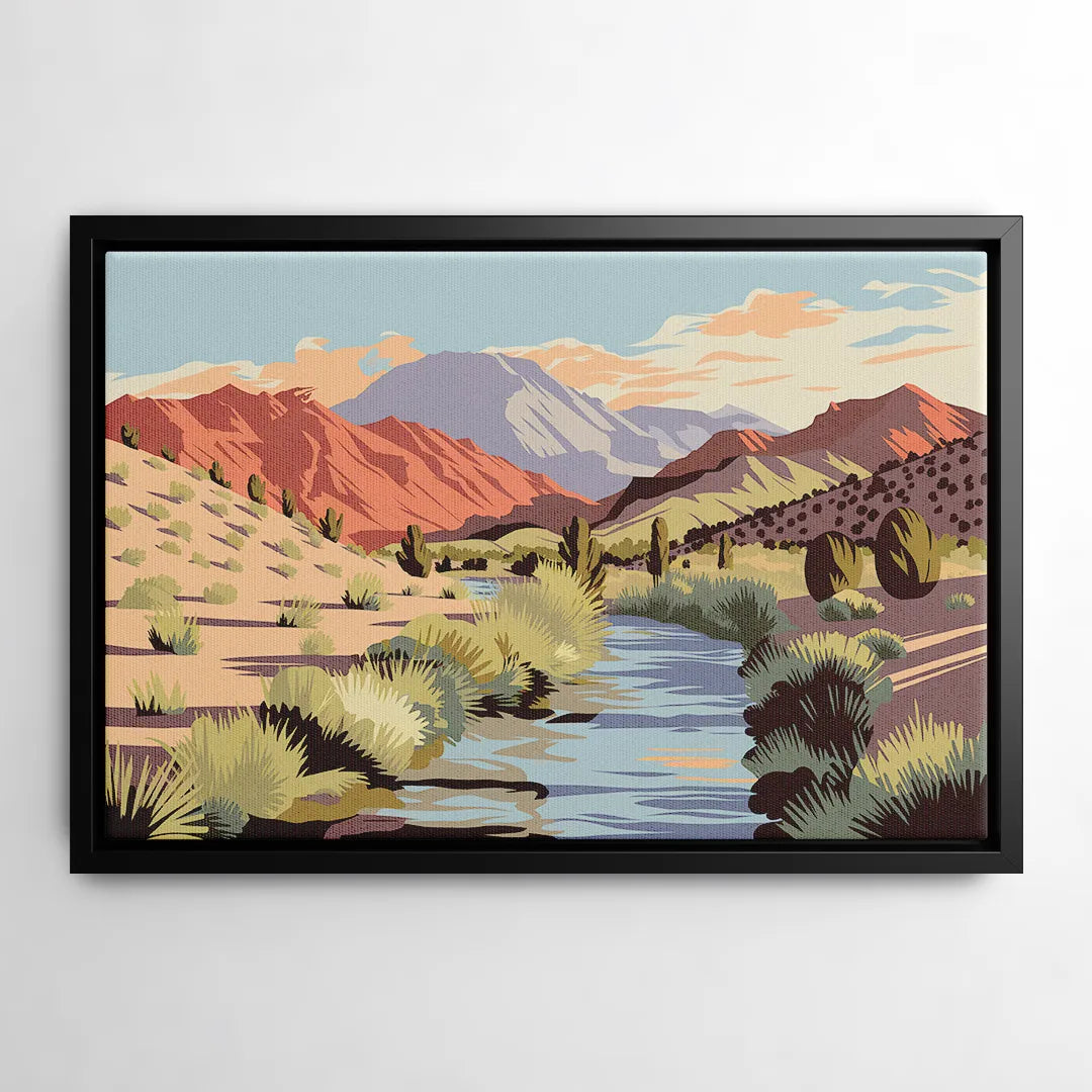 Santa Fe Mountain View - Black Frame Canvas