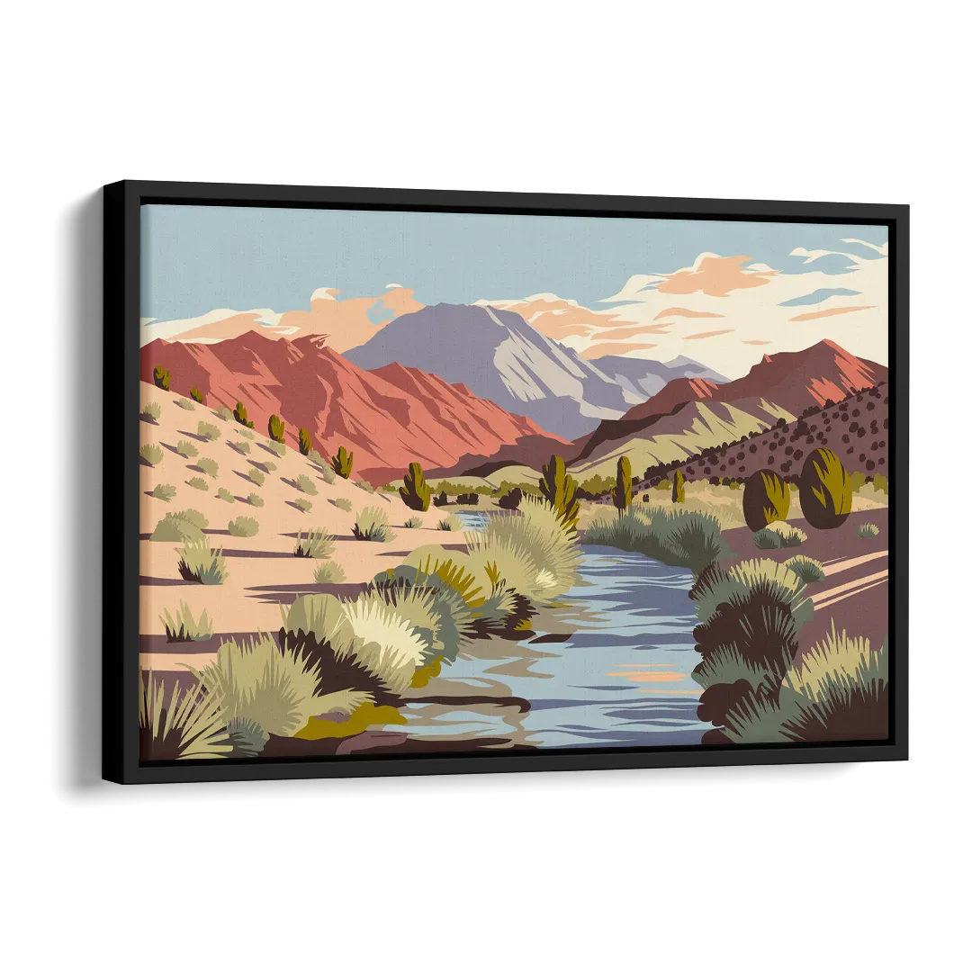 Santa Fe Mountain View Side - Black Canvas Wall Art