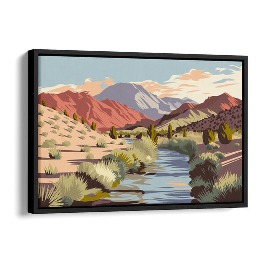 Santa Fe Mountain View Side - Black Canvas Wall Art