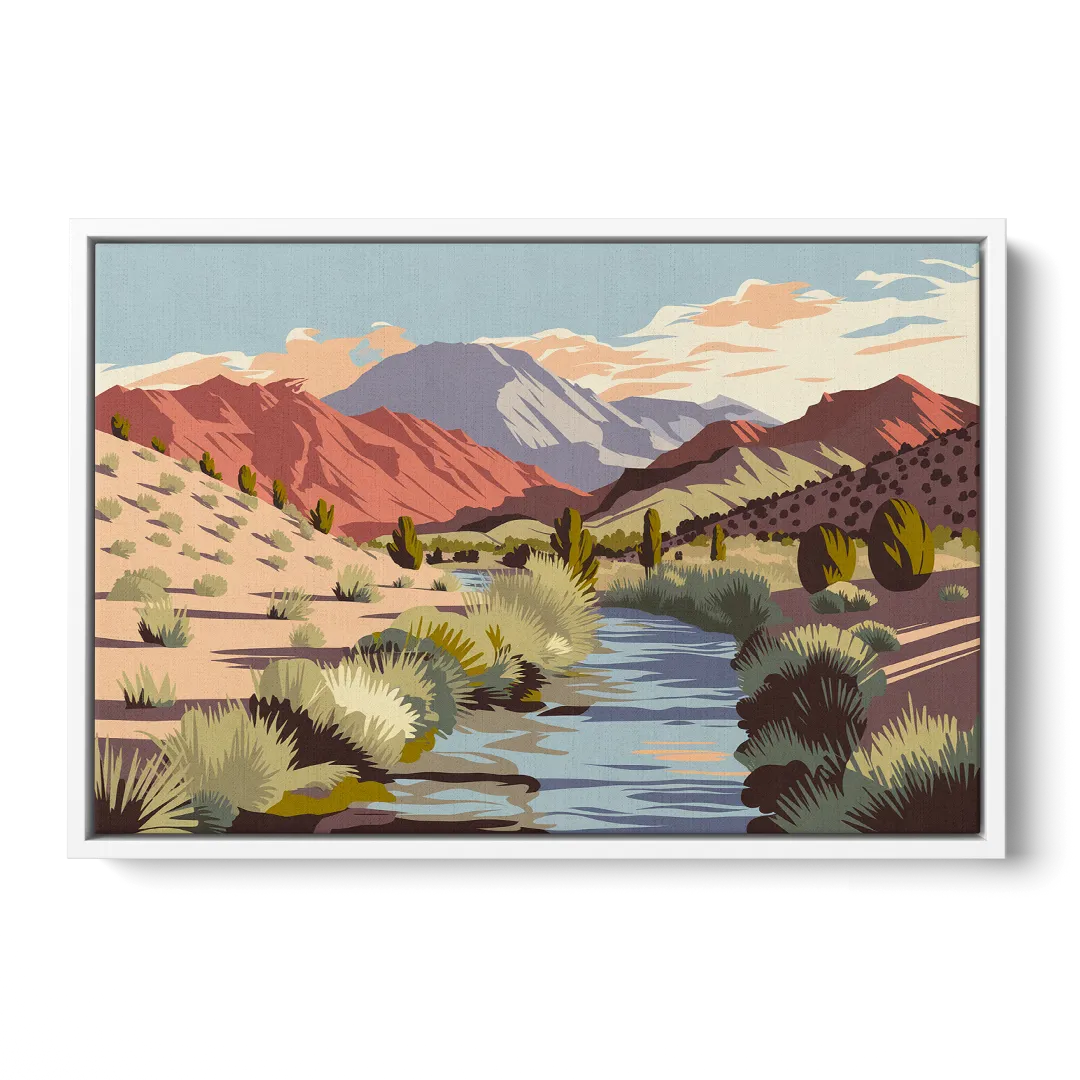 Santa Fe Mountain View Front - White Canvas Wall Art