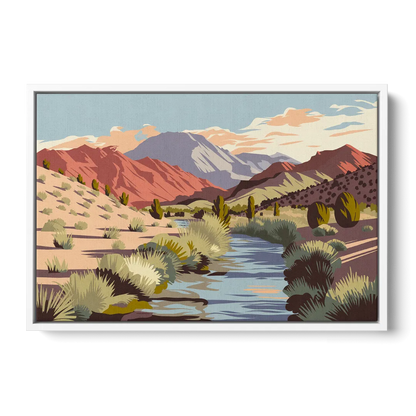 Santa Fe Mountain View Front - White Canvas Wall Art