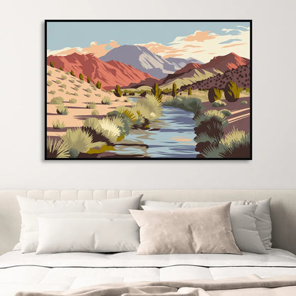 Santa Fe Mountain View Sitting Room - Black Canvas Wall Art