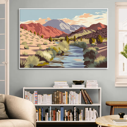 Santa Fe Mountain View Sitting Room - White Canvas Wall Art
