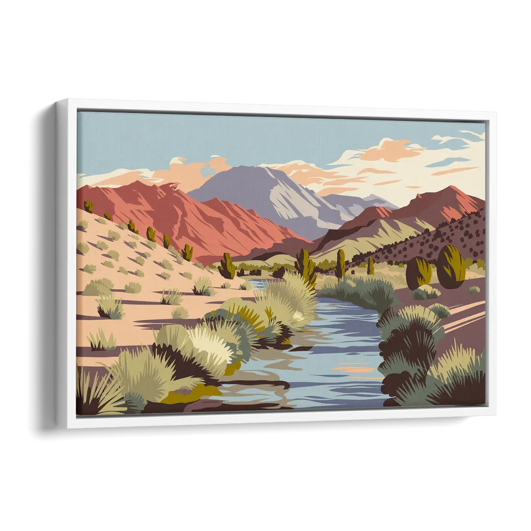 Santa Fe Mountain View Side - White Canvas Wall Art