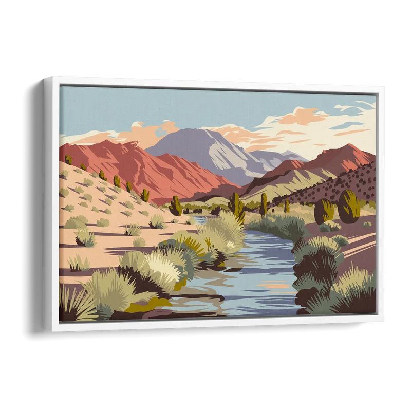 Santa Fe Mountain View Side - White Canvas Wall Art