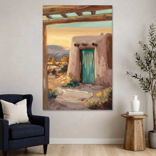 Santa Fe Pueblo Style - Canvas Wall Art - Sofa - 40x60
