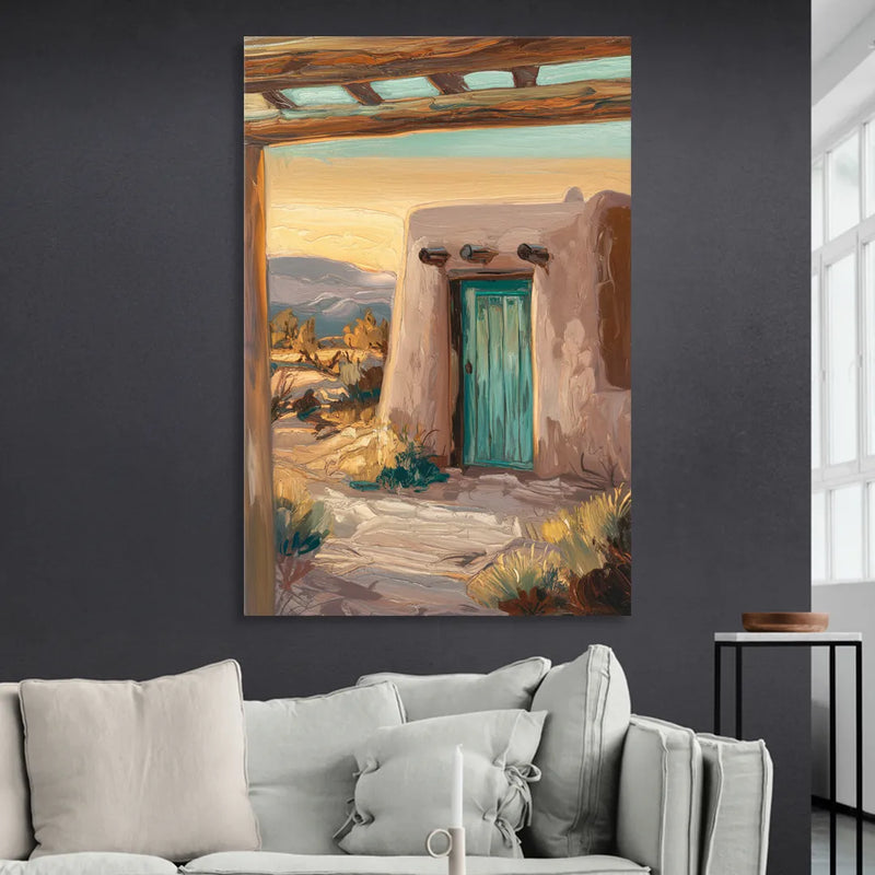 Santa Fe Pueblo Style Sitting Room - Canvas Wall Art