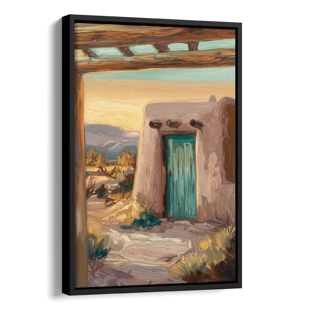 Santa Fe Pueblo Style Side - Black Canvas Wall Art