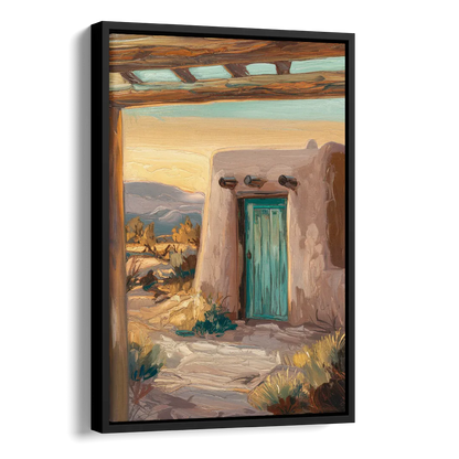 Santa Fe Pueblo Style Side - Black Canvas Wall Art