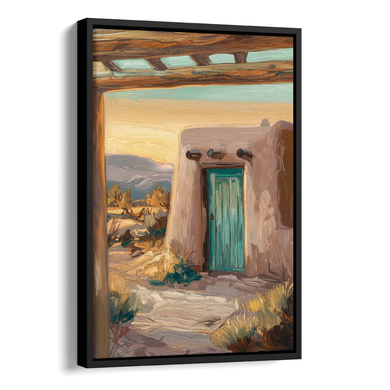 Santa Fe Pueblo Style Side - Black Canvas Wall Art
