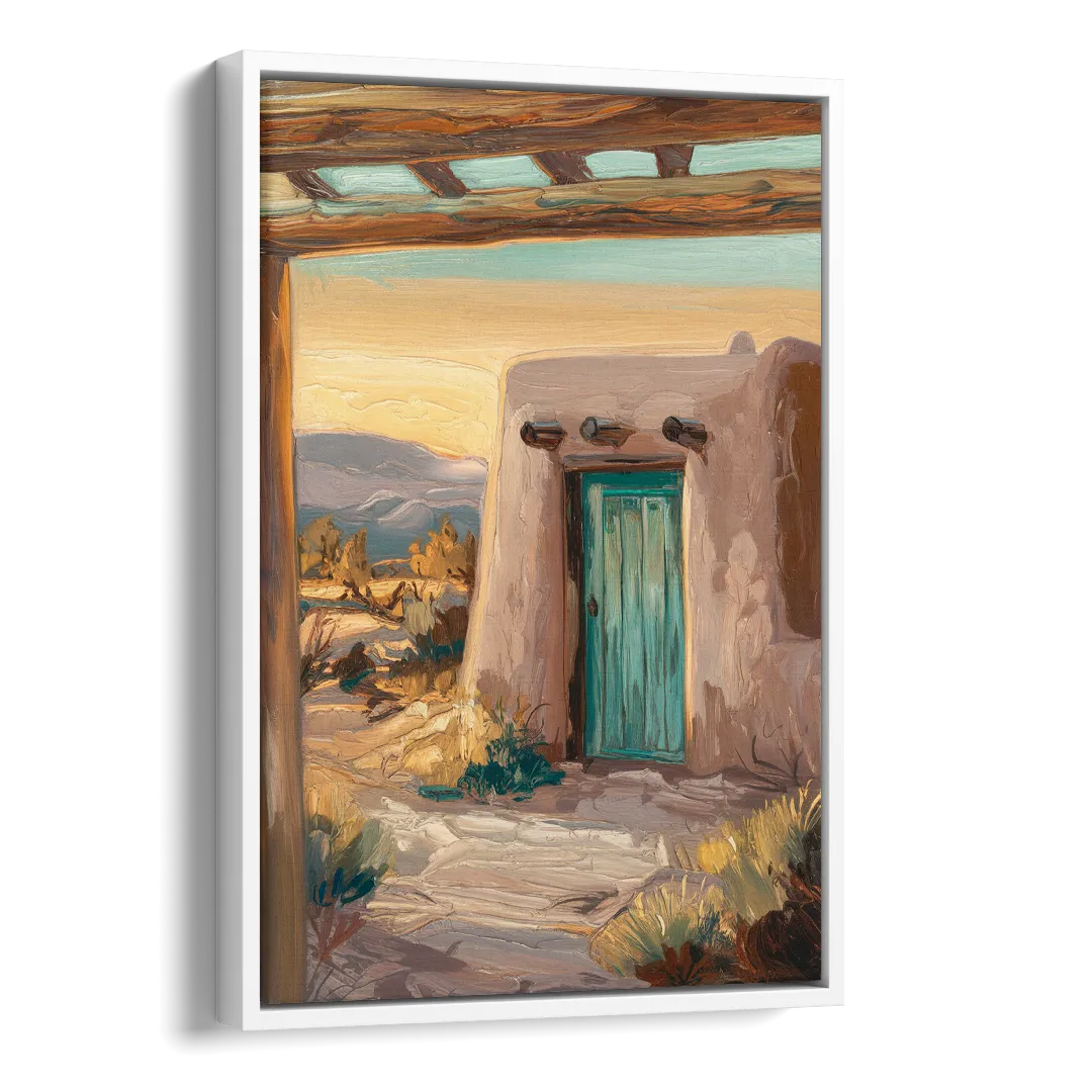 Santa Fe Pueblo Style Side - White Canvas Wall Art