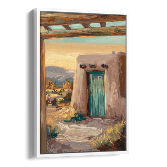 Santa Fe Pueblo Style Side - White Canvas Wall Art