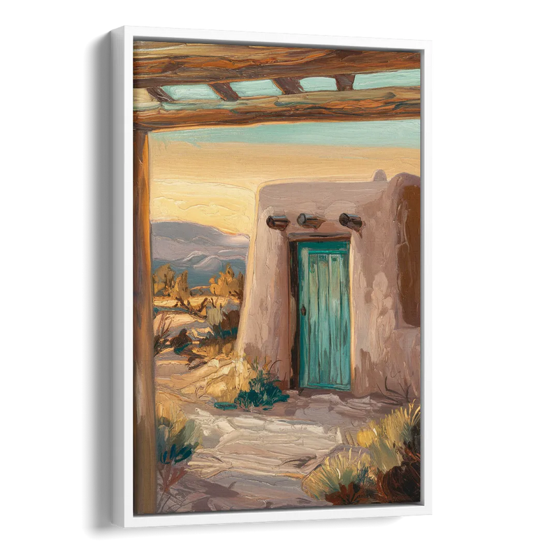 Santa Fe Pueblo Style Side - White Canvas Wall Art