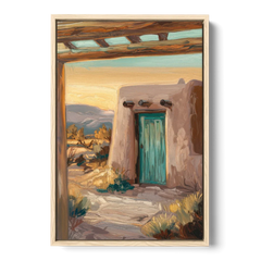 Santa Fe Pueblo Style - Oak Framed Canvas Wall Art - Front