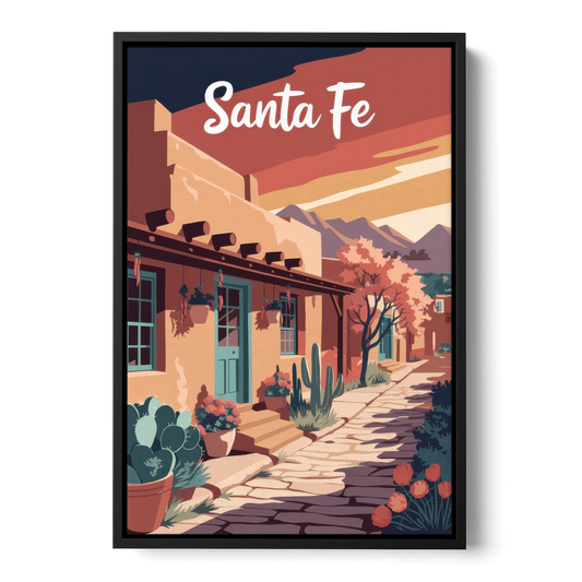 Santa Fe Southwest Charm - Black Framed Canvas Wall Art - Front