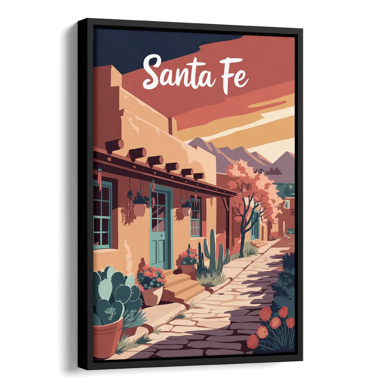 Santa Fe Southwest Charm Side - Black Canvas Wall Art