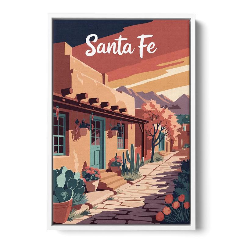 Santa Fe Southwest Charm Front - White Canvas Wall Art