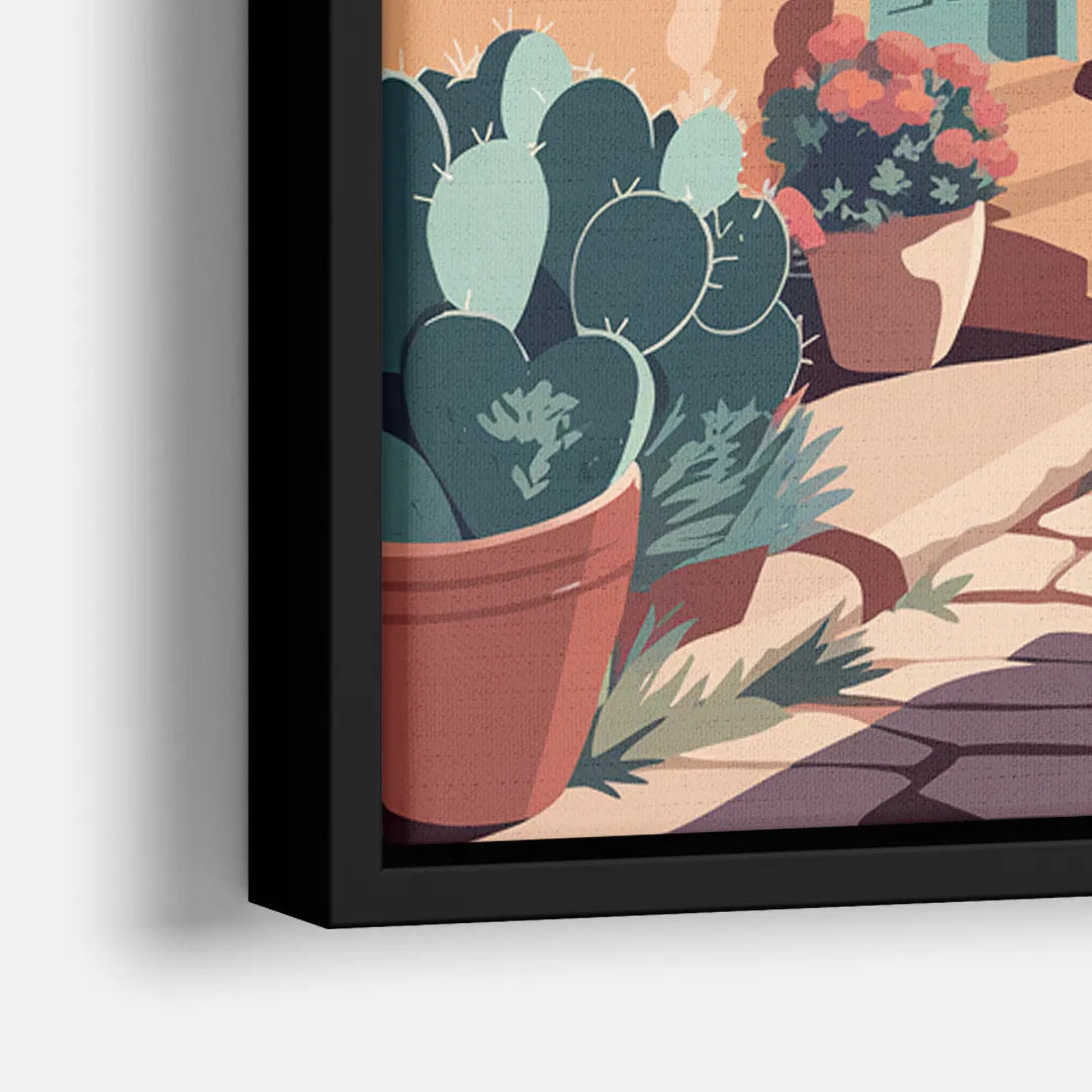Santa Fe Southwest Charm - Close-Up Black Frame Canvas