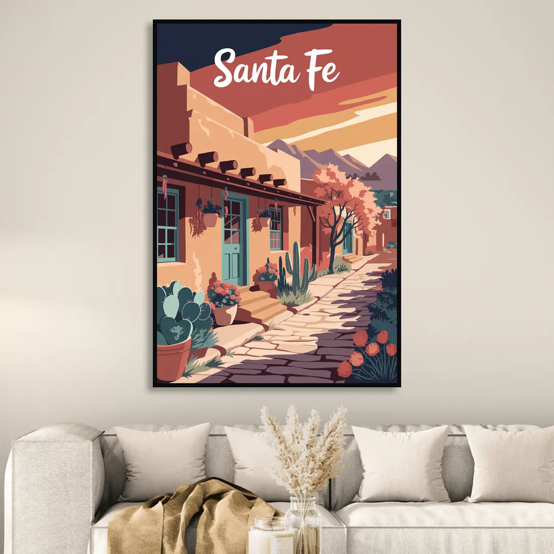 Santa Fe Southwest Charm Living Room - Black Canvas Wall Art