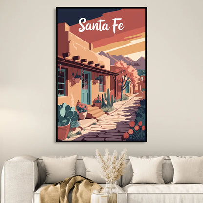 Santa Fe Southwest Charm Living Room - Black Canvas Wall Art