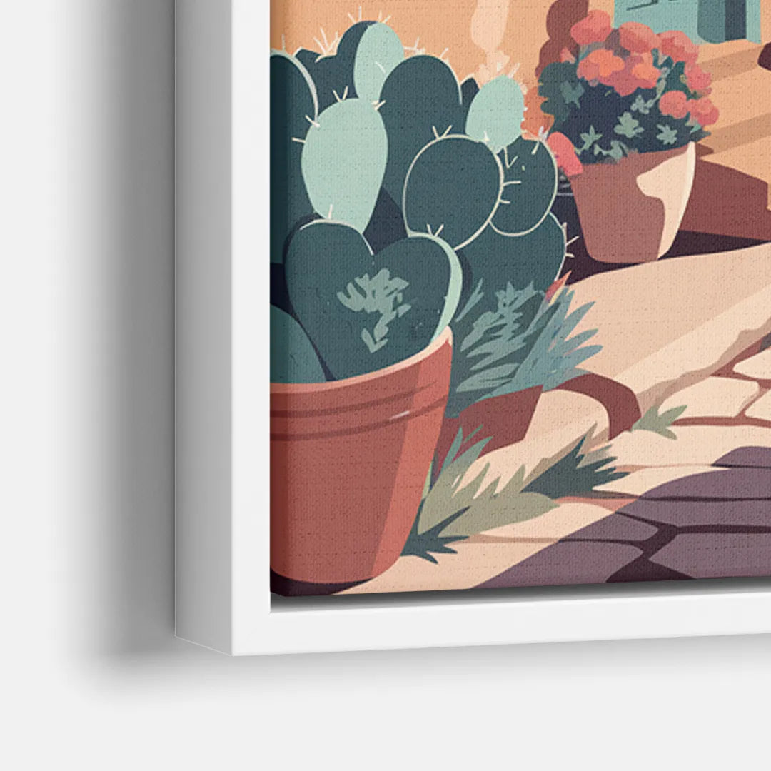 Santa Fe Southwest Charm - Close-Up White Frame Canvas