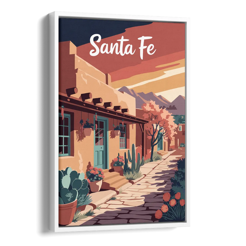 Santa Fe Southwest Charm Side - White Canvas Wall Art