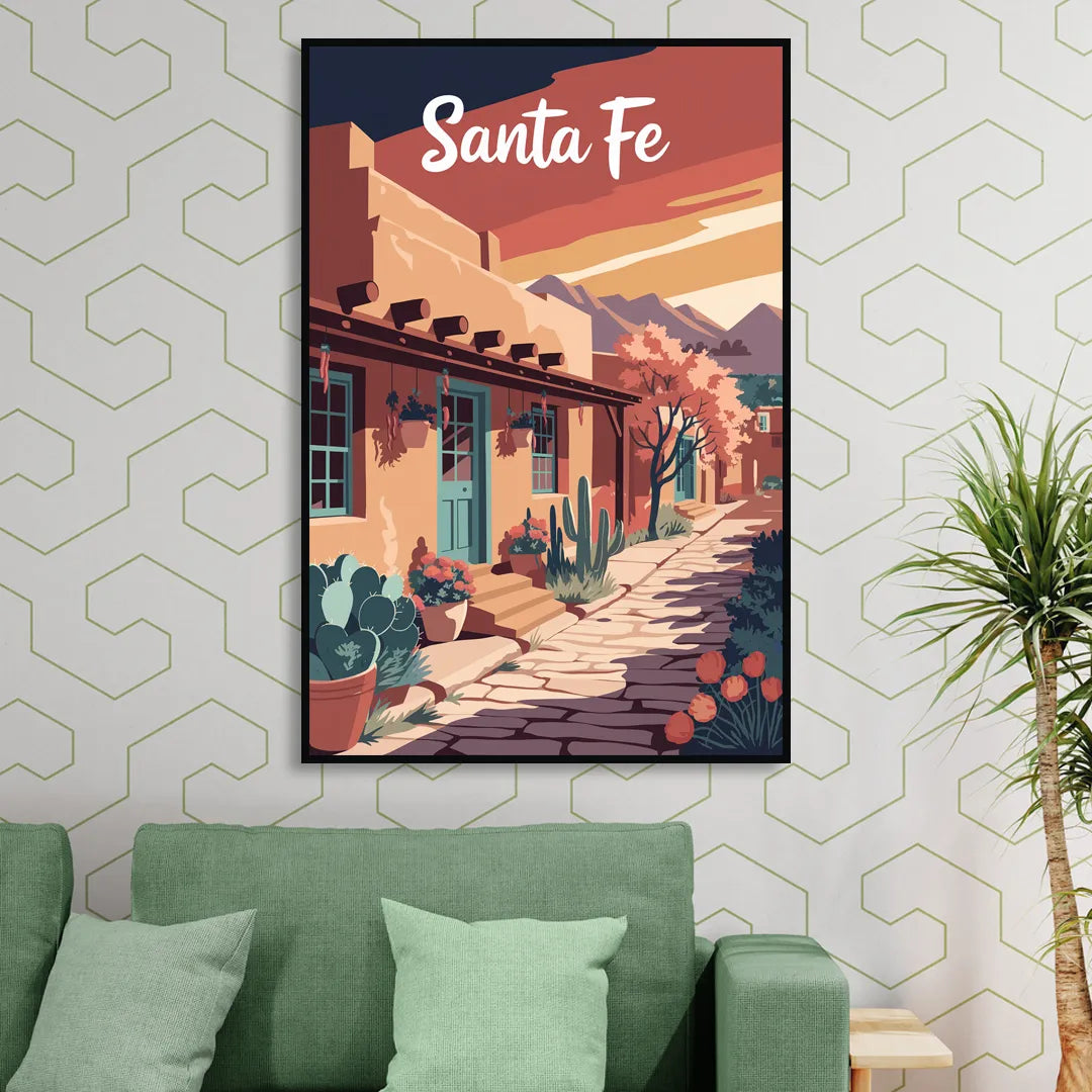 Santa Fe Southwest Charm Sitting Room - Black Canvas Wall Art