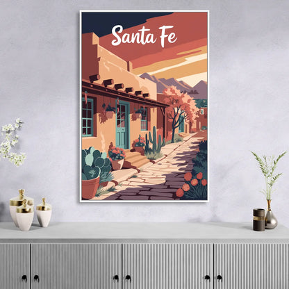 Santa Fe Southwest Charm Living Room - White Canvas Wall Art