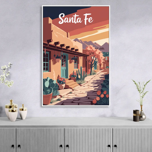 Santa Fe Southwest Charm Living Room - White Canvas Wall Art