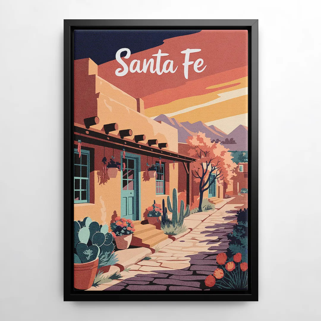 Santa Fe Southwest Charm - Black Frame Canvas