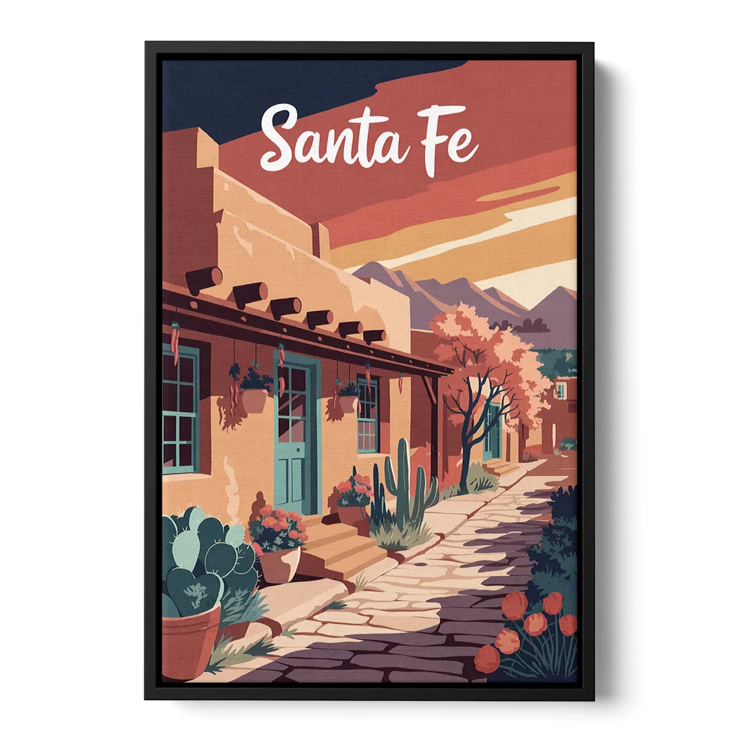 Santa Fe Southwest Charm Front - Black Canvas Wall Art