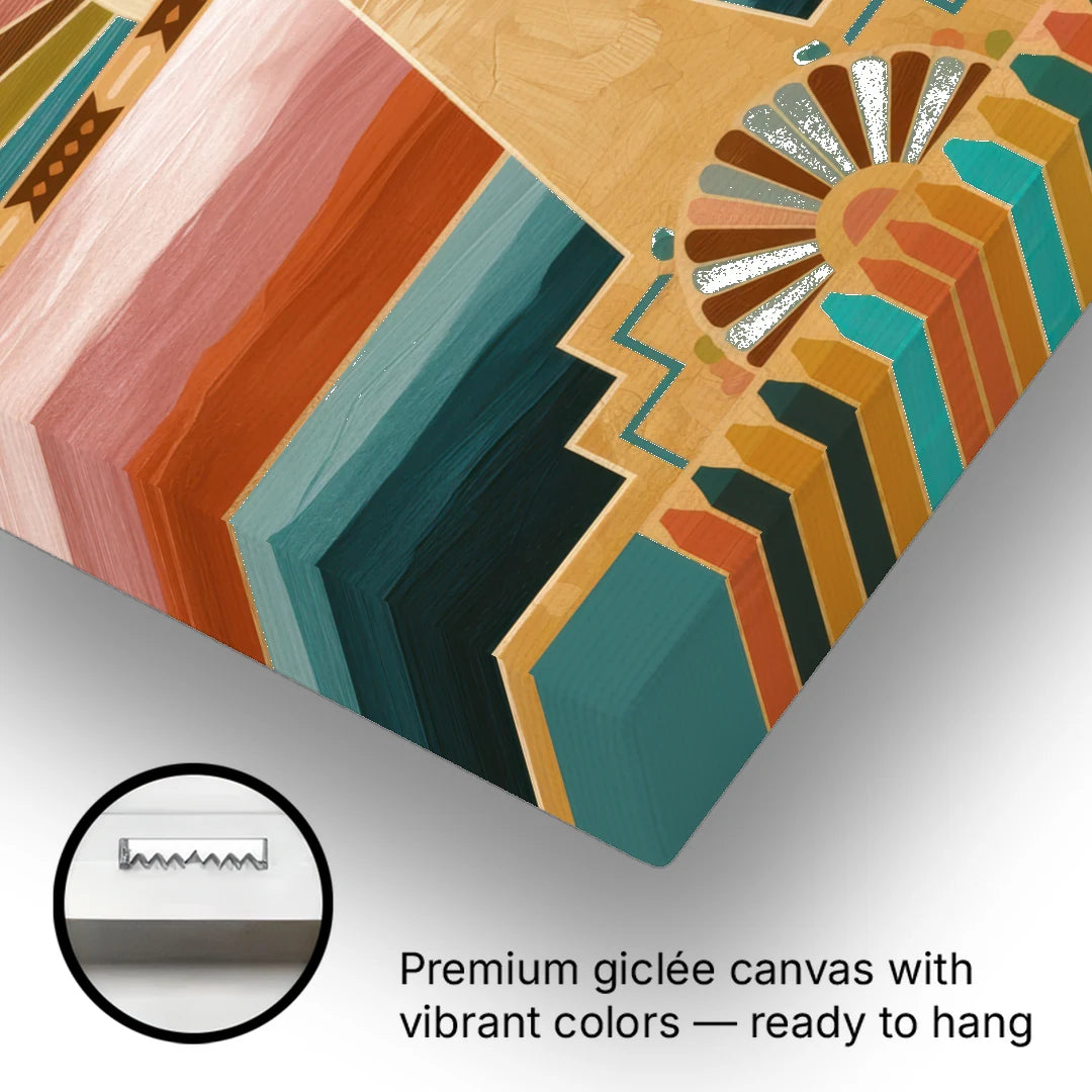Santa Fe Sunburst Design - Canvas Wall Art - Gallery Wrap Corner