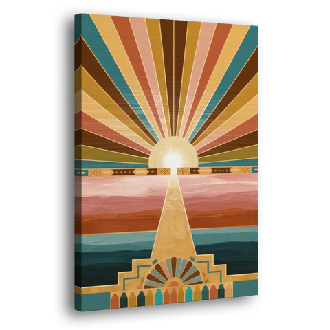Santa Fe Sunburst Design - Canvas Wall Art - Side