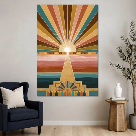 Santa Fe Sunburst Design - Canvas Wall Art - Sofa - 40x60