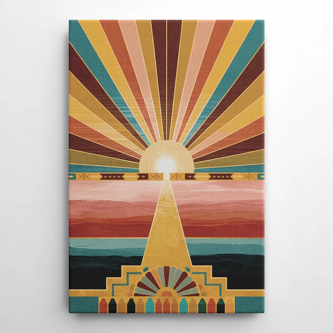 Santa Fe Sunburst Design - Canvas Wall Art