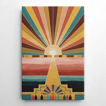 Santa Fe Sunburst Design - Canvas Wall Art