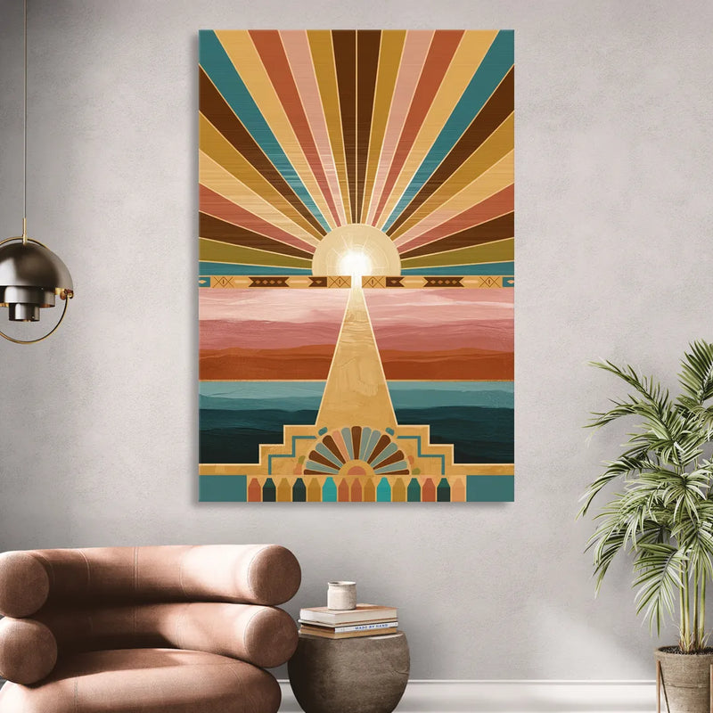 Santa Fe Sunburst Design Living Room - Canvas Wall Art