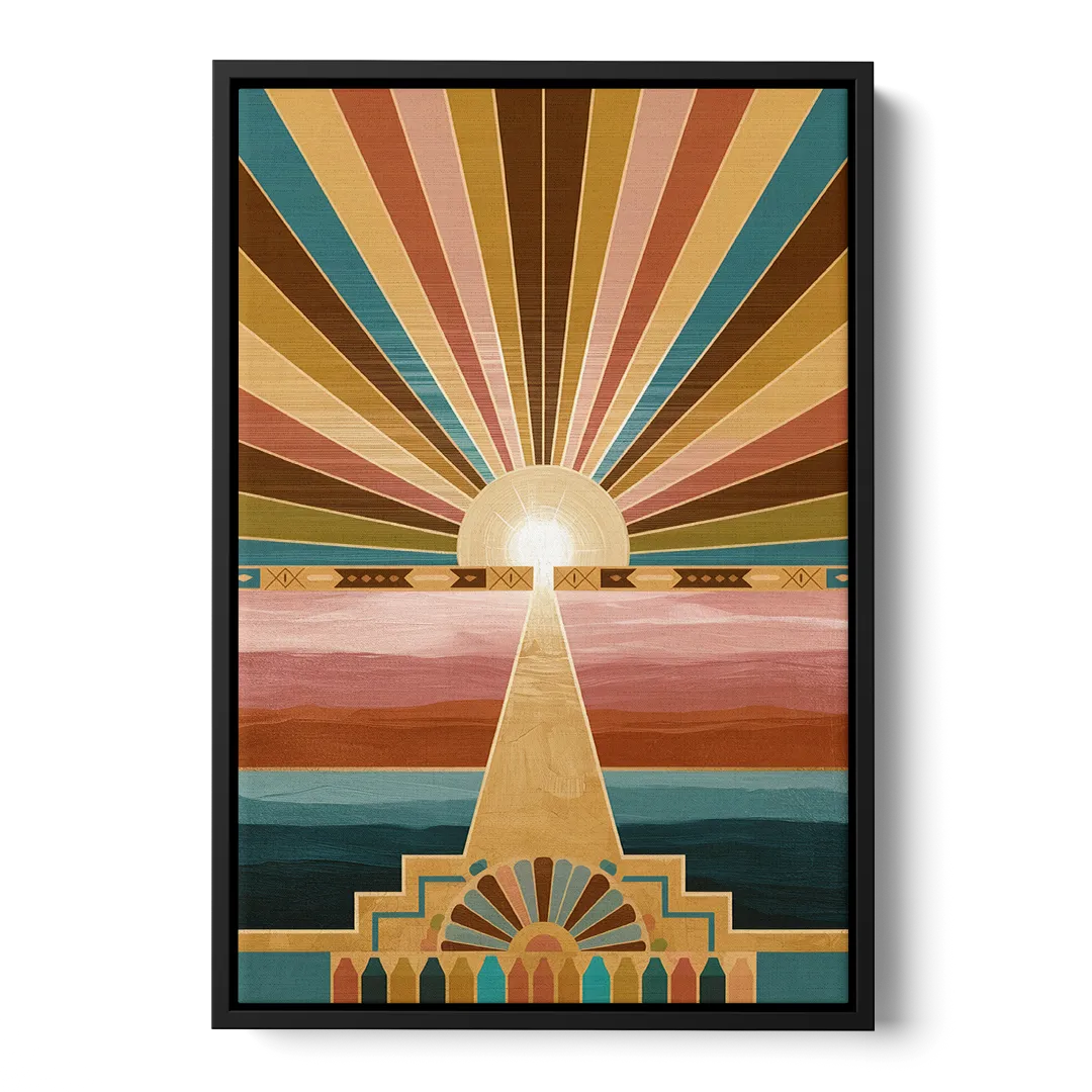 Santa Fe Sunburst Design Front - Black Canvas Wall Art