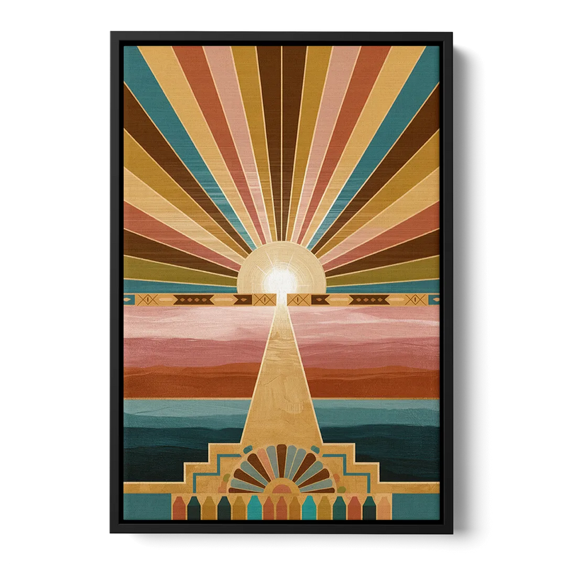 Santa Fe Sunburst Design Front - Black Canvas Wall Art
