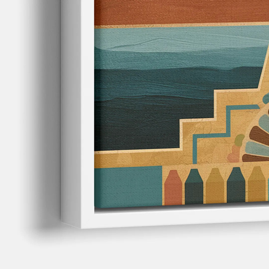 Santa Fe Sunburst Design - Close-Up White Frame Canvas