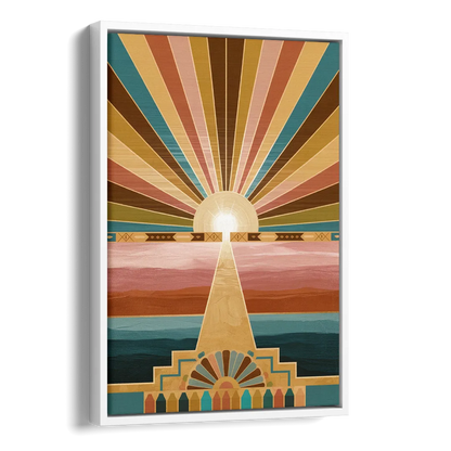 Santa Fe Sunburst Design Side - White Canvas Wall Art
