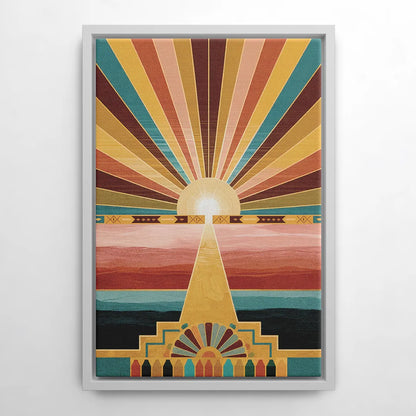 Santa Fe Sunburst Design - White Frame Canvas