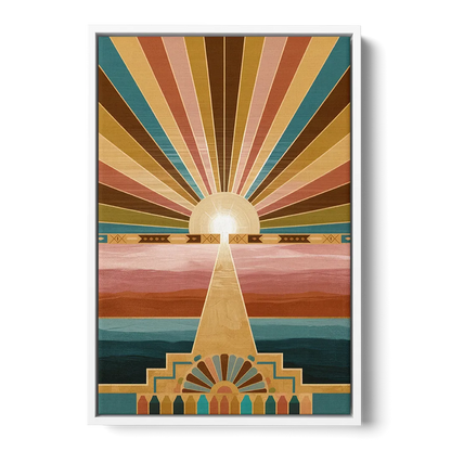 Santa Fe Sunburst Design Front - White Canvas Wall Art
