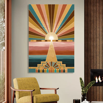 Santa Fe Sunburst Design Sitting Room - Canvas Wall Art