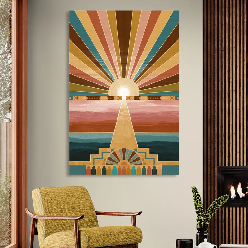Santa Fe Sunburst Design Sitting Room - Canvas Wall Art