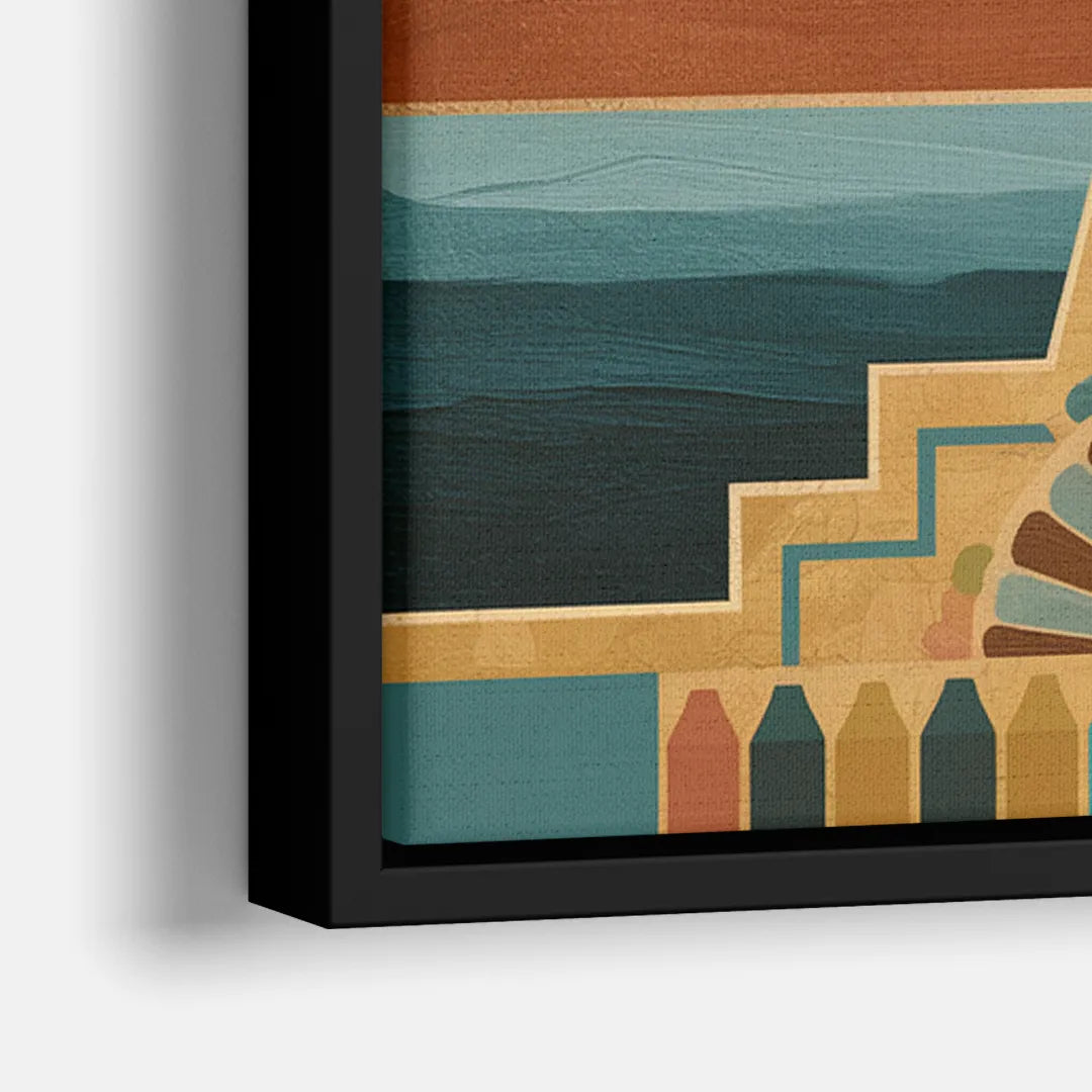 Santa Fe Sunburst Design - Close-Up Black Frame Canvas